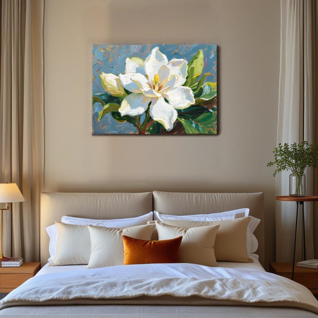 Hand-painted Magnolia Oil Painting on Canvas: Floral Wall Art - Etsy