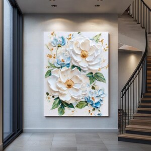 Original Flower Oil Painting, Abstract Texture Floral Art, Large Custom art, Floral Canvas Art, Minimalist oil painting, Living Room Decor