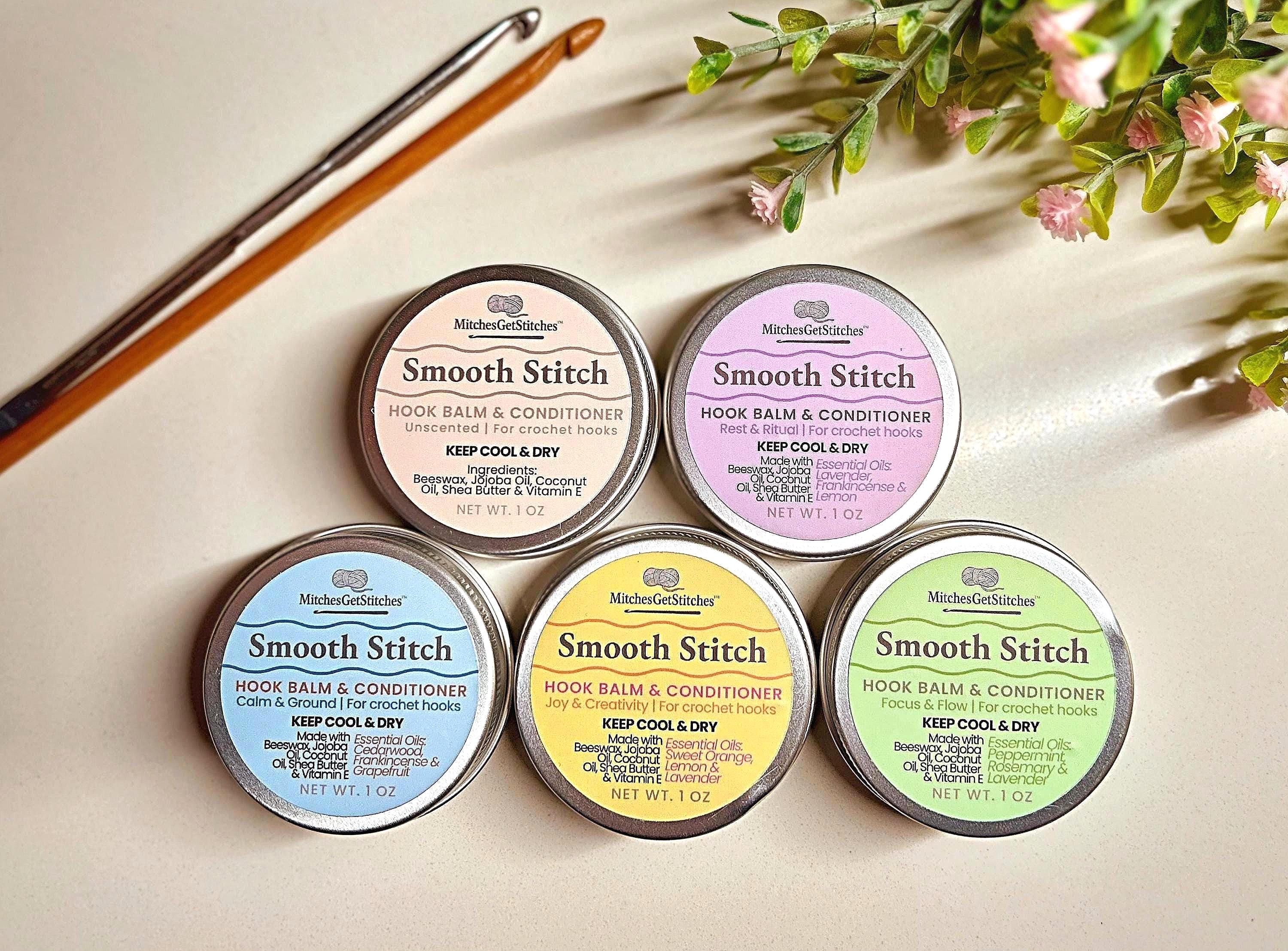 Smooth Stitch™ Hook Balm | Natural Unscented & Aromatherapeutic | Glides Metal and Wooden Crochet Hooks, Heals Hands | Gift for Fiber Artist