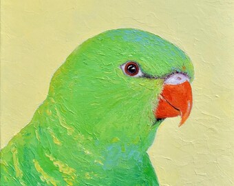 Australian Bird Art Original Oil Painting, Scaly Breasted Lorikeet, wildlife wall art