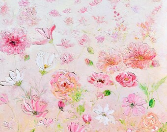 Original Impasto Spring Flowers Oil Painting, Floral Wall Art, gift for her