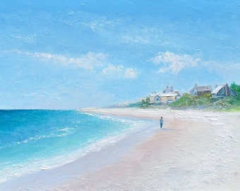 Main Beach, East Hampton, New York, oil painting, seascape, beach painting, United States beaches, Australian artist, Jan Matson