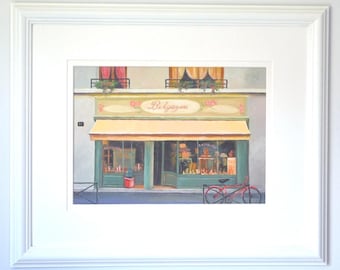 France Shopfront Oil Painting, Original Framed Street Scene, Rouen, Normandy,
