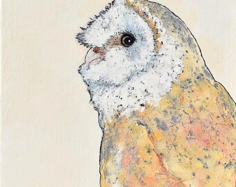 Original Masked Owl Oil Painting, Australian bird art, wildlife wall art,