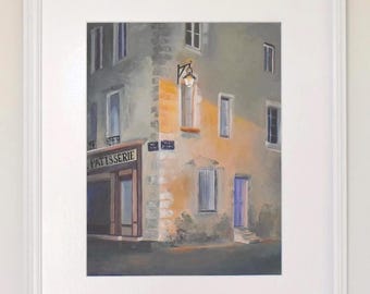 France Night Scene, Original Oil Painting, Framed Chalon-sur-Saône
