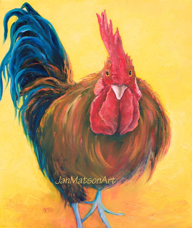 Rooster Painting Canvas Art Kitchen Painting Rooster Art Etsy