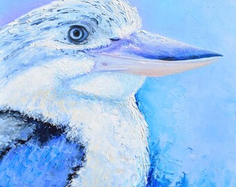 Kookaburra Original Oil Painting, Australian native bird art, wildlife wall decor.