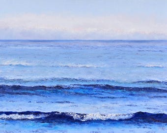 Ocean Seascape Oil Painting, Original Beach Art for Coastal Decor, turquoise wall art