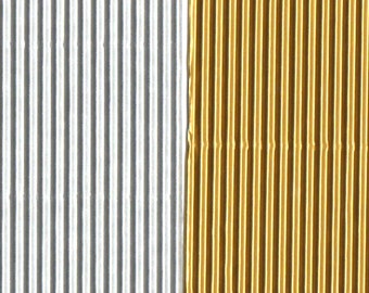 Golden or silver corrugated cardboard - Large sheets 13"x 9"  for crafting