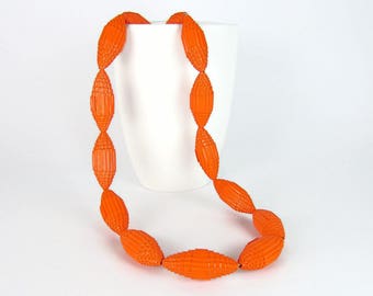 Bright orange: Necklace FILA with Beads of Corrugated Cardboard