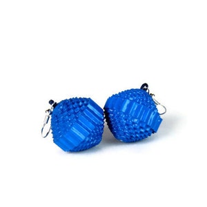 Electric blue: Statement Earrings PALLA made of corrugated cardboard image 1