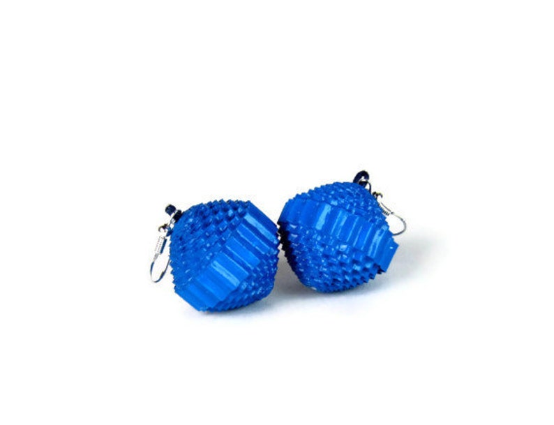 Electric blue: Statement Earrings PALLA made of corrugated cardboard image 1