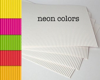 Corrugated board in 5 neon colors Large sheets 13"x 9" for crafting