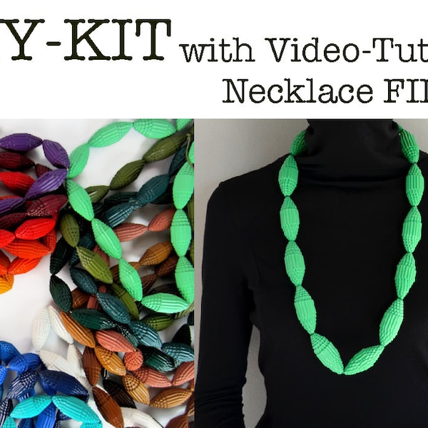 DIY-Basic - Kit: Necklace with Beads of corrugated paper - with VIDEO Tutorial