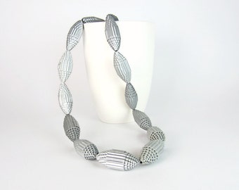 Silver: Statement Necklace FILA with Beads of Corrugated Cardboard