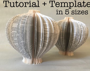 5 sizes - DIY book sculpture: tutorial + template for amphora I