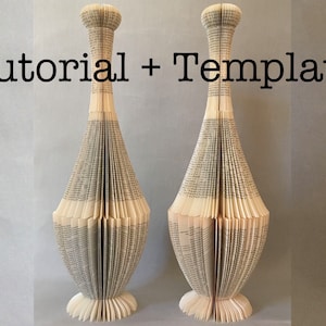 Tutorial + template DIY Cutting Book Art: 3 books high sculpture Amphora II