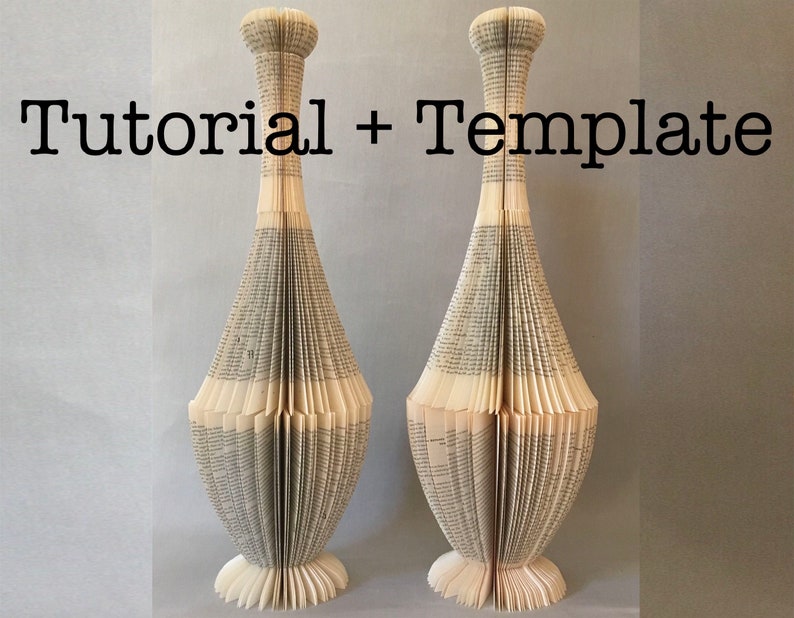 Tutorial template DIY Cutting Book Art: 3 books high sculpture Amphora II image 1