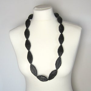 Black: Statement Necklace FILA with Beads of Corrugated Cardboard image 2