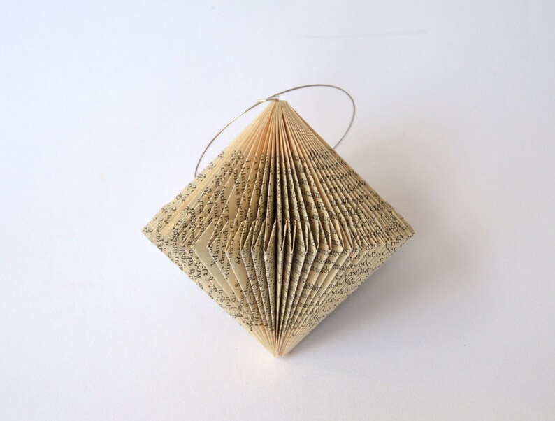 Spinner small Christmas Decoration: folded Book Art hanging Ornament image 4