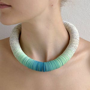 Turquoise: Ombre Necklace of book pages and papers