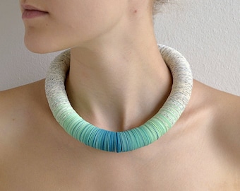 Turquoise: Ombre Necklace of book pages and papers