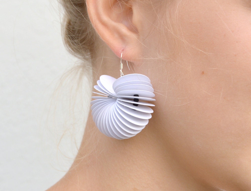 White Dangle Earrings CARTA made of cardstock Etsy