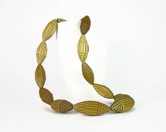 Golden: Statement Necklace FILA with Beads of Corrugated Cardboard