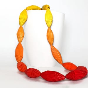 Sun colors: Necklace with Beads of Corrugated Cardboard FILA image 1