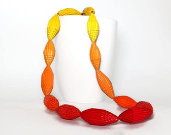 Sun colors: Necklace with Beads of Corrugated Cardboard FILA