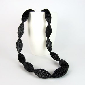 Black: Statement Necklace FILA with Beads of Corrugated Cardboard image 1