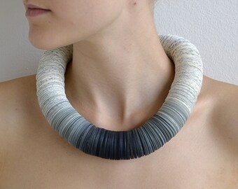 Necklace OMBRA gray made from book pages and gray papers