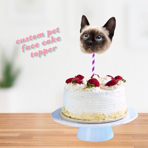 Custom Pet Face Cake Topper // Personalized Pet Birthday Cake Toppers, Photo Cake Topper, Funny Bday Cake Topper, Custom Party Decor