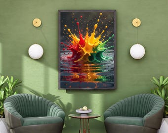 Pan-African Fluid Art Print: Red, Yellow, Green Abstract (Digital Download)