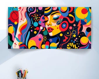 Groovy Lashes Pop Art Print: Colorful Abstract Woman Face (Digital Download)