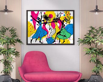 Zumba Dance Print: Colorful Abstract Figurative Art (Digital Download)