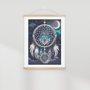 Dreamcatcher Print Download, Bedroom Wall Art Over the Bed, Good Night Sleep Tight, Sweet Dreams Fantasy Artwork, Ethereal Vision AI Image