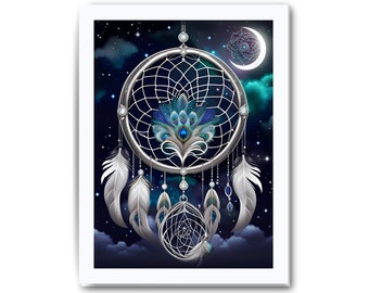 Dreamcatcher Print Download, Bedroom Wall Art Over the Bed, Good Night Sleep Tight, Sweet Dreams Fantasy Artwork, Ethereal Vision AI Image