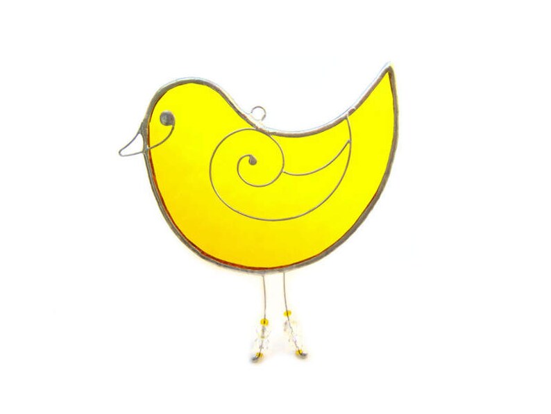 Yellow Bird Suncatcher Glass Decoration Garden Visitor Bird image 0