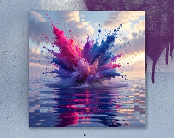 Abstract Paint Splash Art: Pink, Blue, Purple (Digital Download PNG Files for Prints)