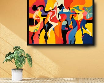 Abstract Dance Print: Colorful Figurative AI Art (Digital Download PNG Files for Personal Prints)