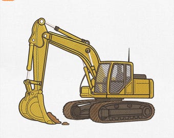 Diseño de bordado de excavadora, archivo de bordado a máquina de camión de construcción, diseño de bordado de vehículo grande para niños, descarga instantánea