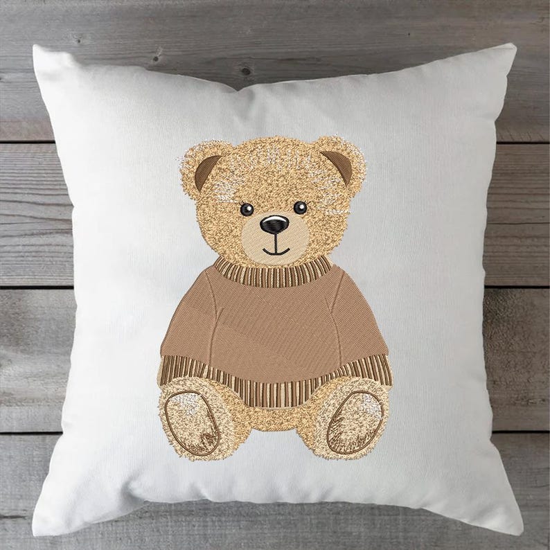 Cute Teddy Bear Embroidery Design, Cozy Sitting Bear Embroidery File, Woodland Nursery Bear Machine File, Valentine Bear, Instant Download image 12