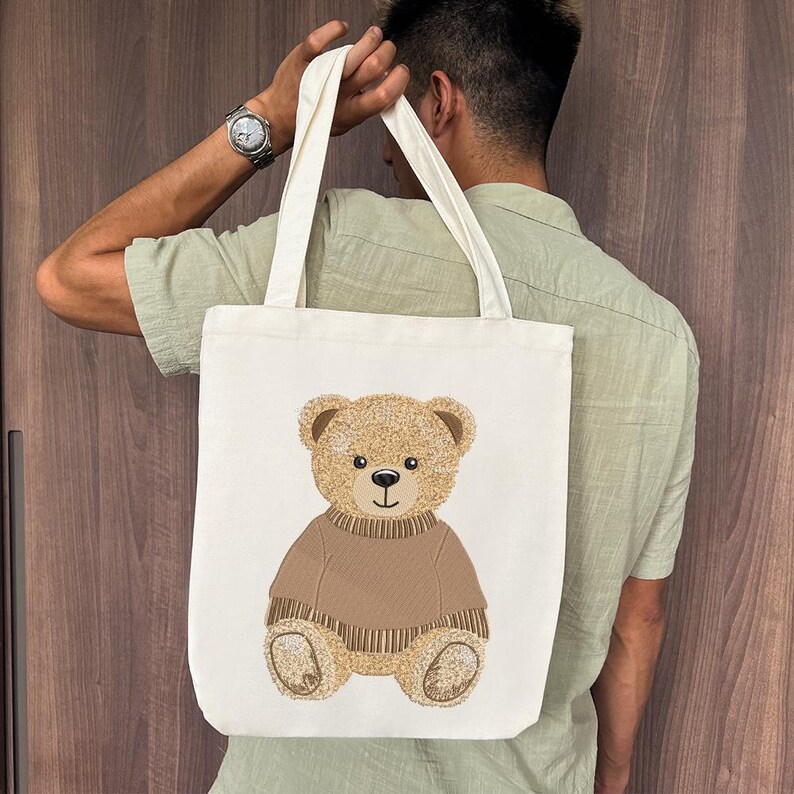 Cute Teddy Bear Embroidery Design, Cozy Sitting Bear Embroidery File, Woodland Nursery Bear Machine File, Valentine Bear, Instant Download image 11