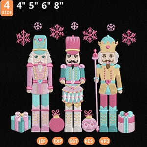 Nutcracker Embroidery Design, Festive Nutcracker Trio Embroidery Pattern, Christmas Holiday Machine File, Merry Christmas, Instant Download