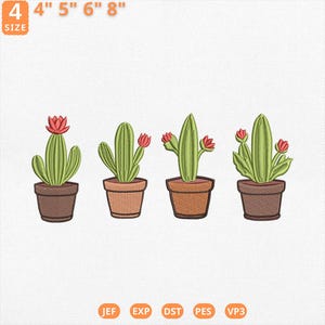 Cactus Embroidery Design, Desert Plants Pot Machine Embroidery File, Mexican Cactus Embroidery File, Succulent Plant Vase, Instant Download