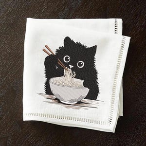 Ramen Cat Embroidery Design, Cute Noodle Cat Machine File, Japanese Anime Cat File, Anime Cat Pes, Ramen Lover, Cat Lover, Instant Download image 8