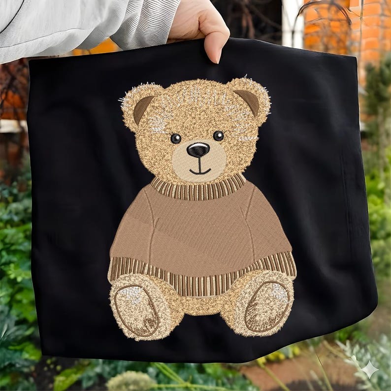 Cute Teddy Bear Embroidery Design, Cozy Sitting Bear Embroidery File, Woodland Nursery Bear Machine File, Valentine Bear, Instant Download image 6