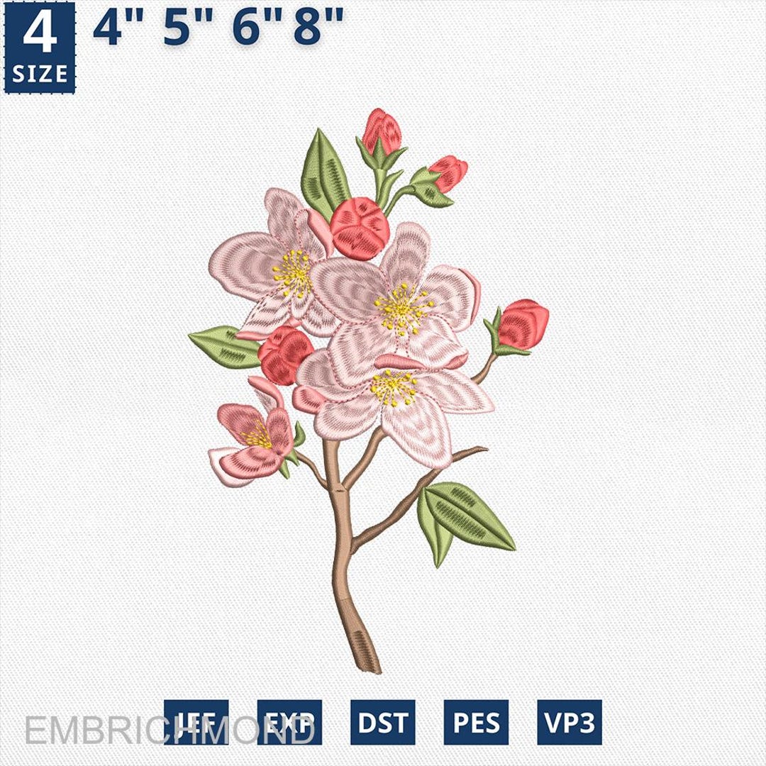 Apple Blossom Embroidery Design, Arkansas Flower State Machine ...