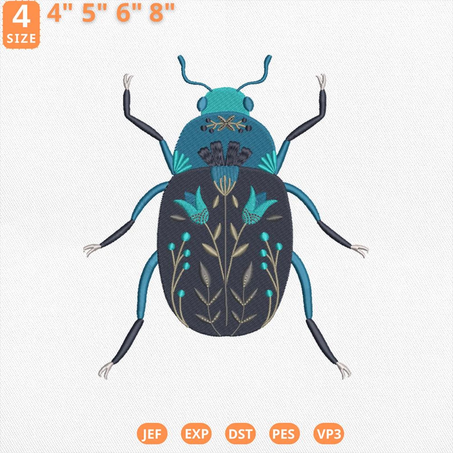 Insect File Floral Beetle Embroidery Design, Decorative Insect Machine File ...